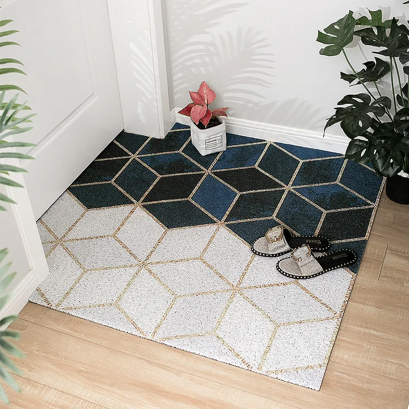 

Geometric Design Home Door Mat Bedroom Bath Hallway Living Room Carpet PVC Rubber Silk Loop Non-slip Mat Custom Entrance Doormat