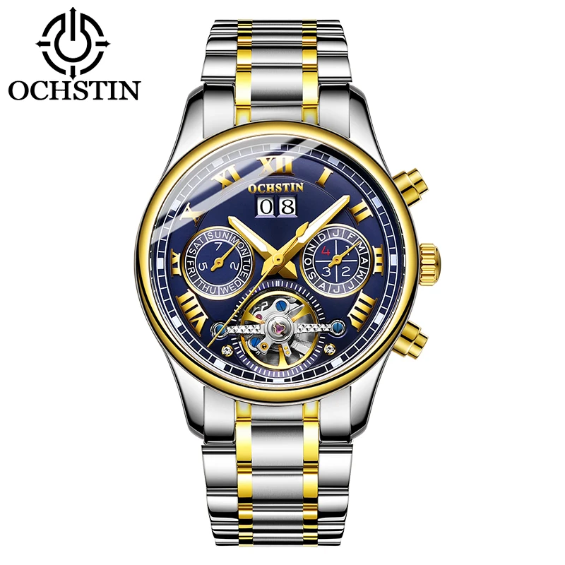 OCHSTIN мужские часы Топ бренд класса люкс бизнес автоматические часы Tourbillon водонепроницаемые механические часы relogio masculino - Цвет: B