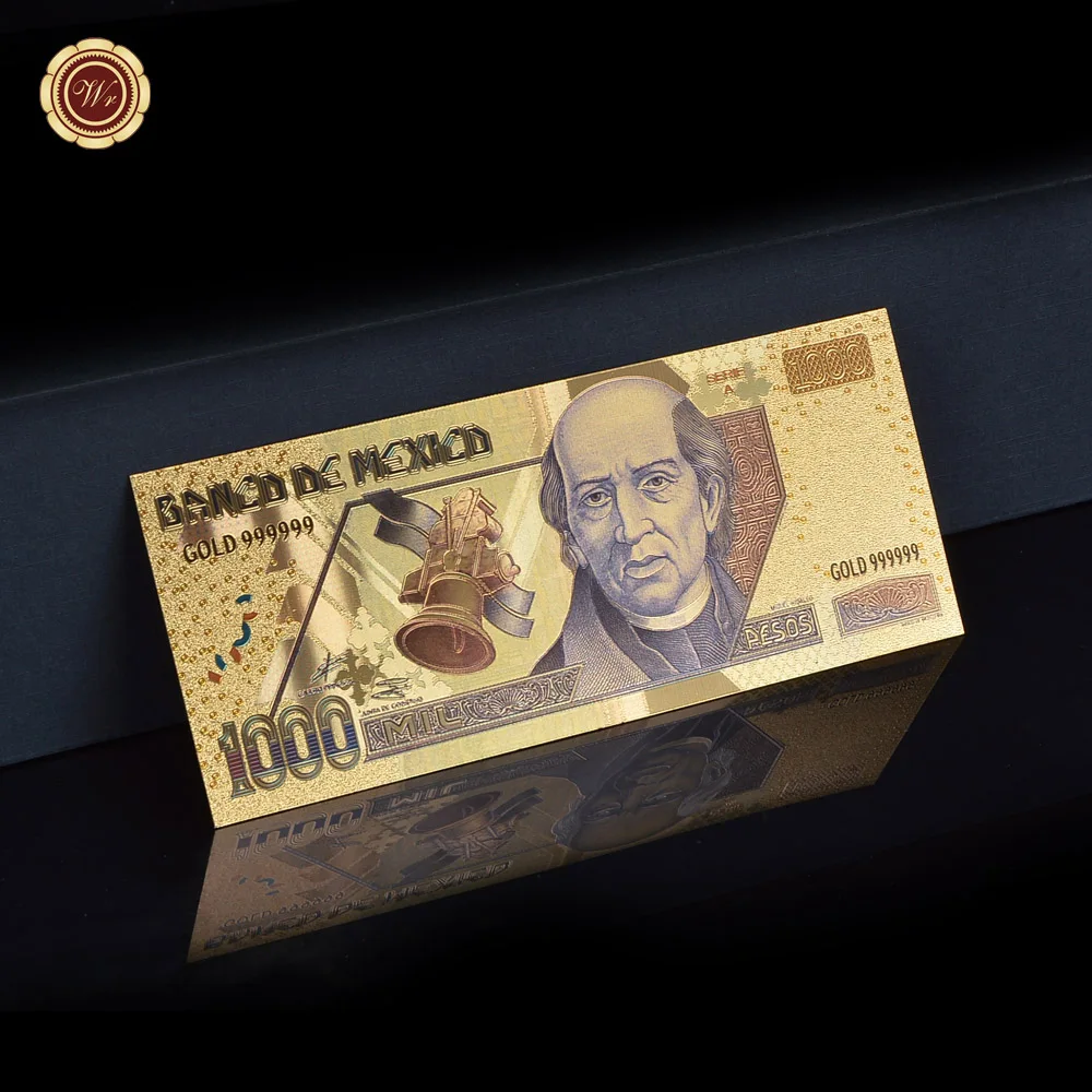 Messico Placcato Oro Banconota 1000 Plastica Banconota Banconote Commemorative Souvenir Da Collezione Regalo Aziendale Decorazioni Per La Casa