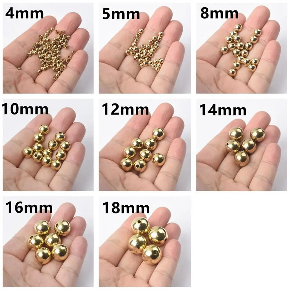 16mm Beads Jewelry Making, Gold Metal Round Beads