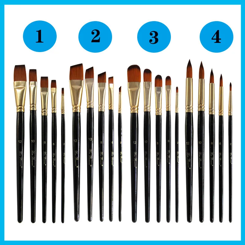5Pcs/Set Art Brushes Nylon Brush Pen For Acrylic And Watercolor Wooden Brushes Paint Brush Set Art Goods Tool
