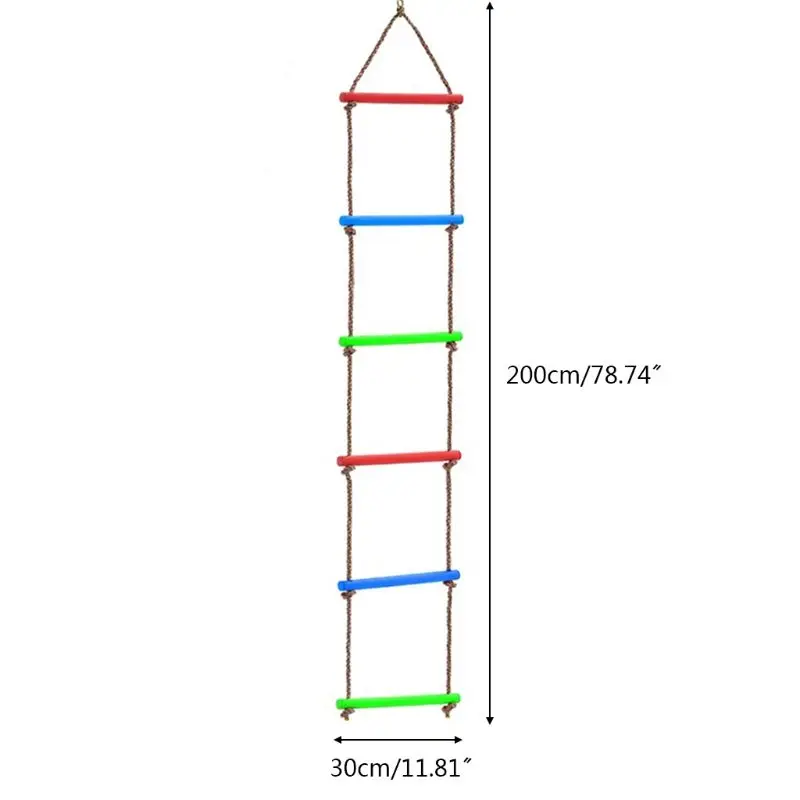 2022 New Wooden Rungs PE Rope Ladder Children Climbing Toy Kids Fitness Sport Rope Swing 2
