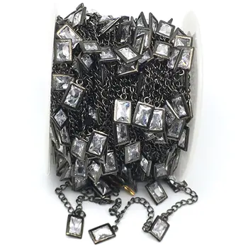 

5x8mm,Rectangle White Zircon Dangel Rosary Chains,Faceted Cubic Zircon Chains,DIY Bracelets Women Jewellery,zirconita