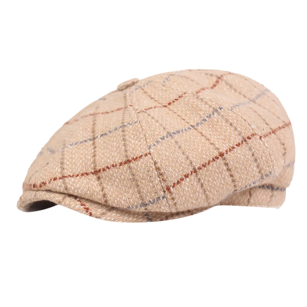 Шапка Baker, шапка для мальчика, пиковая Кепка Newsboy с узором в елочку, плоская кепка, берет с принтом в клетку, Ретро стиль, мягкий флок цвета хаки, мужские береты для женщин, пиковая шапка