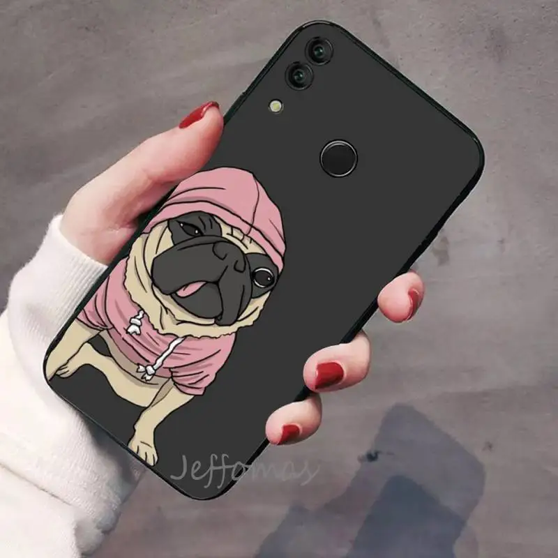 Cute Funny French Bulldog Phone Cover For Huawei Honor view 7a5.45inch 7c5.7inch 8x 8a 8c 9 9x 10 20 10i 20i lite pro pu case for huawei