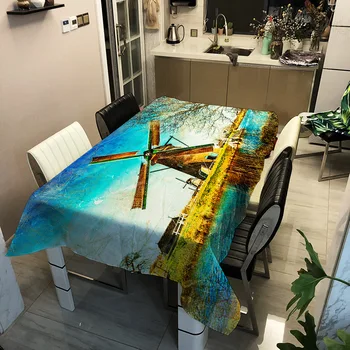 

Scenery Cloth Polyester Tablecloth Household Rectangular Dining Table Cloth Living Room Coffee Table Cover Writing Tablecloths