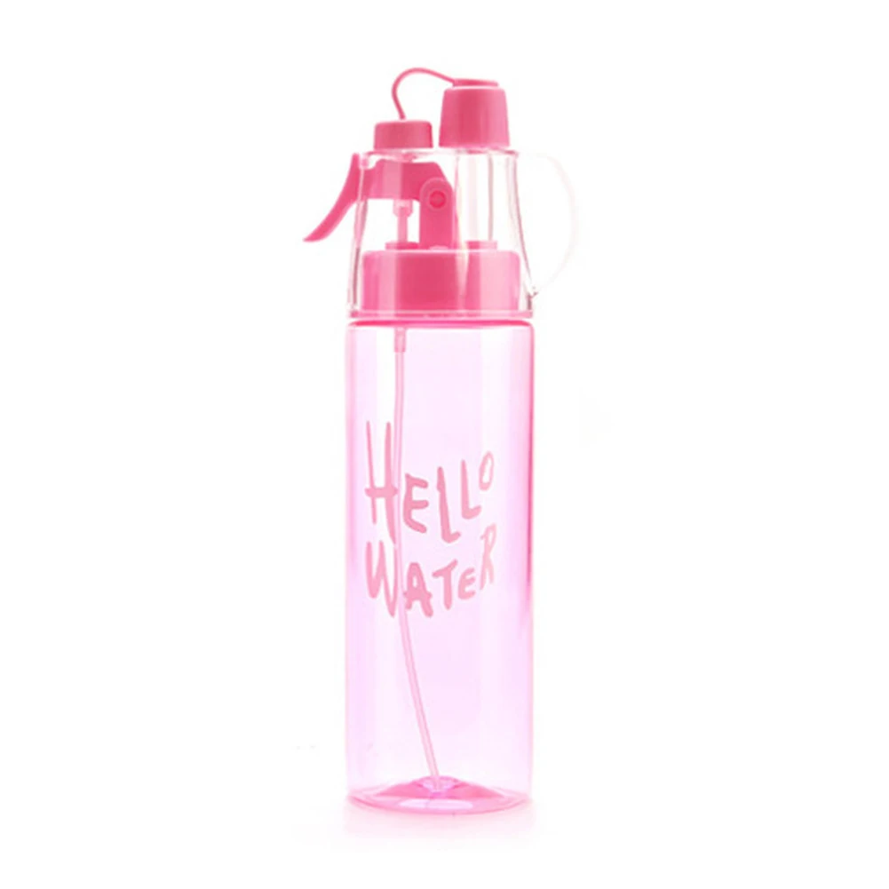 

580ml Easy Clean Drinking Leakproof 2 In 1 Cool Misting Water Bottle With Handle Wide Mouth Cycling Print Portable Sports PC