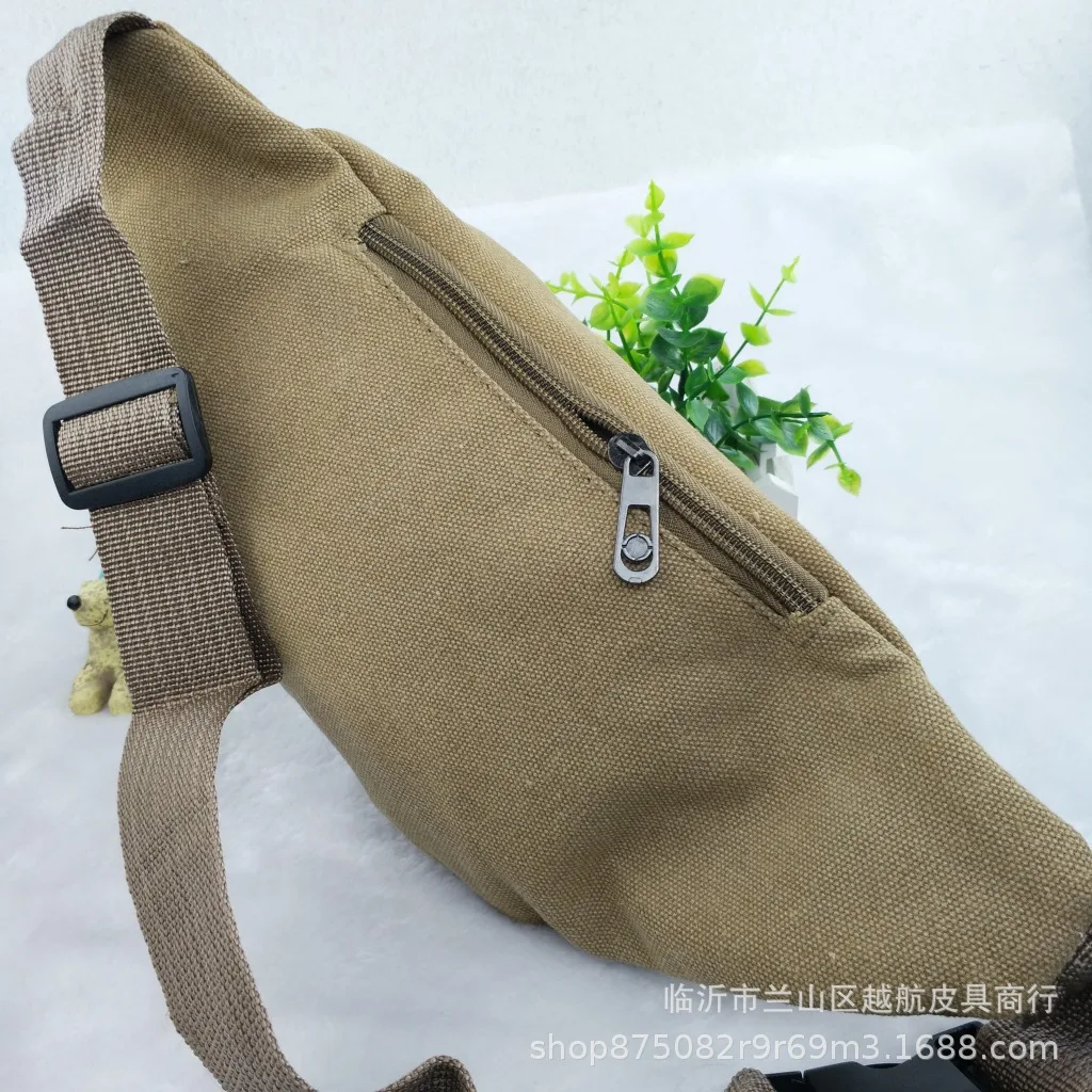 

Men New Style Body Hugging Canvas Mobile Phone Bag Outdoor Sports Shrinkage Body Double Semicircle Wallet Wear-Resistant Anti-Th