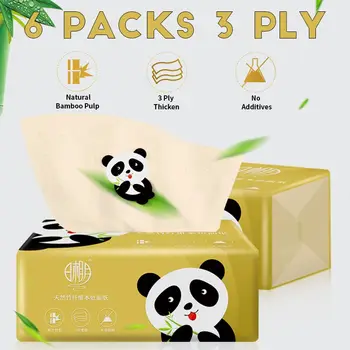 

Toilet Towel 6packs 4-Ply Softily Tissue Bamboo Toilet Paper Kitchen Toilet Paper Pumping Water Absorption Quick Dissolving