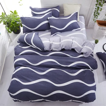 

Simple fashion grid gray bedding set 5size bed linens sets Cartoon duvet cover sets bed sheet AB side pillowcase(s) 2019