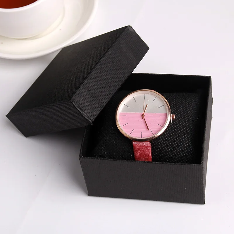 

Simple Fashion Solid Color Watch Box South Korea Watch Packaging Box Solid Black Students Watch Accessories Gift Box