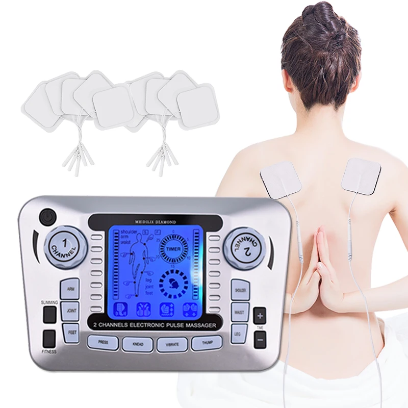 Dual-Output Pulse Massager Electrical Muscle Stimulator Tens Acupuncture Machine  Electro Therapy Body Massage Device Pain Relief - AliExpress