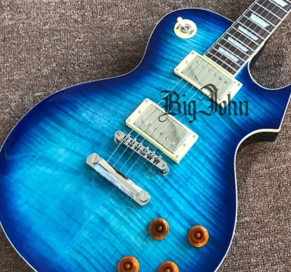 

Blue Standard Electric Guitar,Flame Maple Top Mahogany Body Free Shipping BJLPT-11