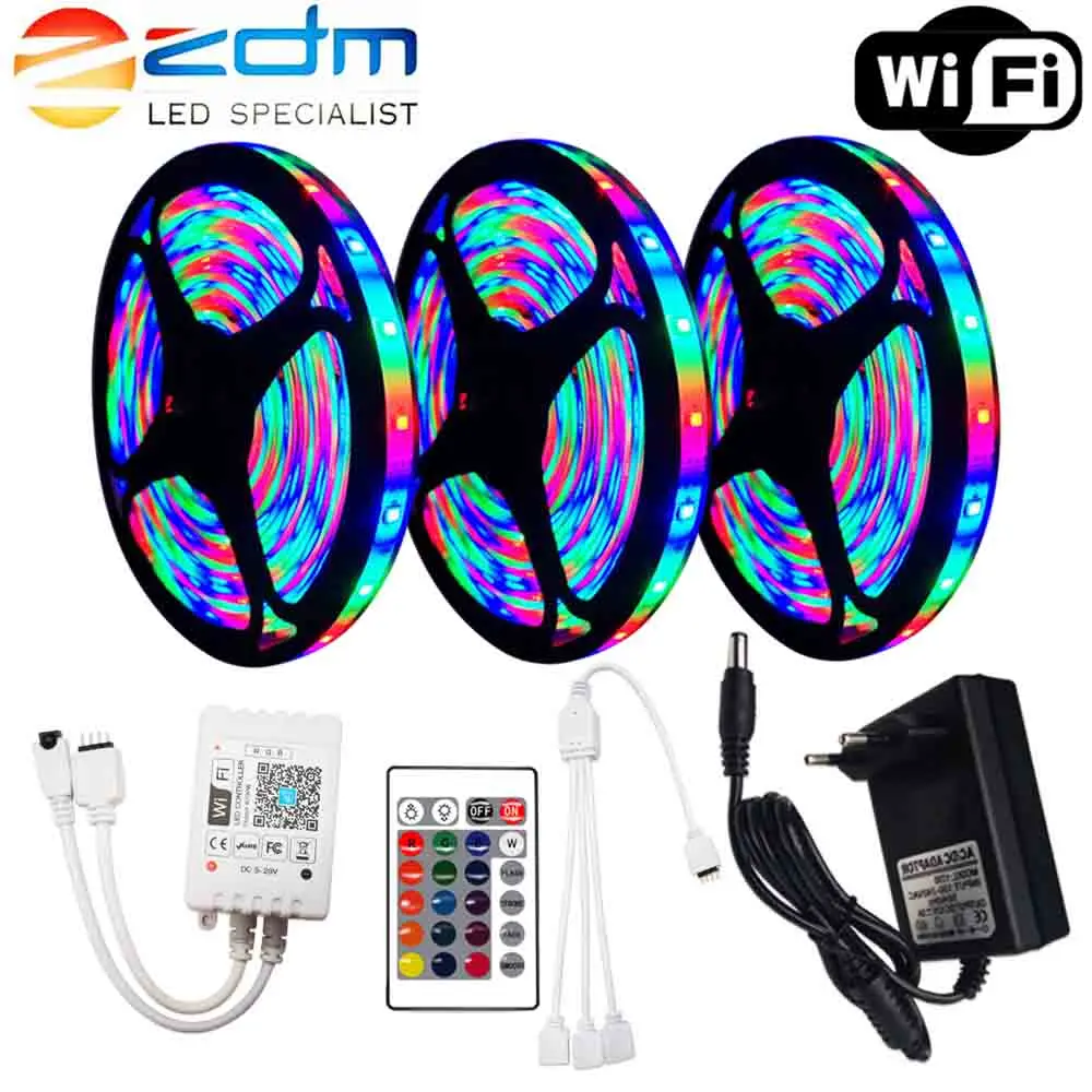 Светодиодная лента 12 В Wi Fi световой ленты RGB SMD 2835 гибкая 5 м 10 15 с дистанционной