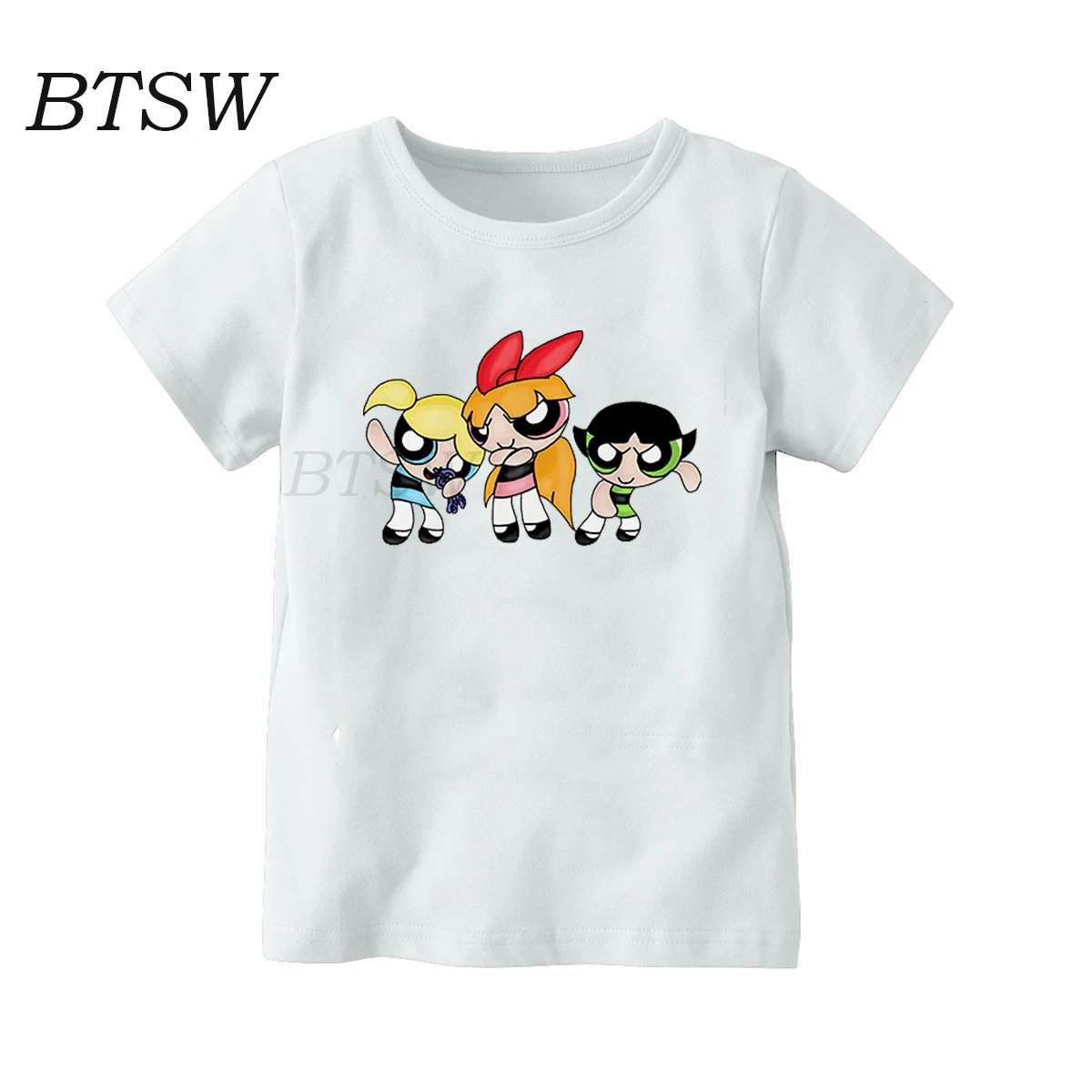 

Cute Cartoon The Powerpuff Girls Children'S Funny T-Shirts Boys/Girls Cute Tops Tees Kids Summer Casual Clothes for Baby