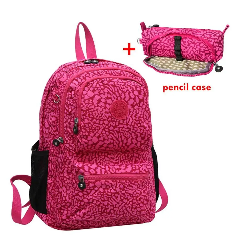 2 pieces Leopard ACEPERCH Повседневный школьный рюкзак Bolsa для девочек-подростков, водонепроницаемый нейлоновый рюкзак для ноутбука Mochila Escolar с брелоком - Цвет: 2 pieces Leopard