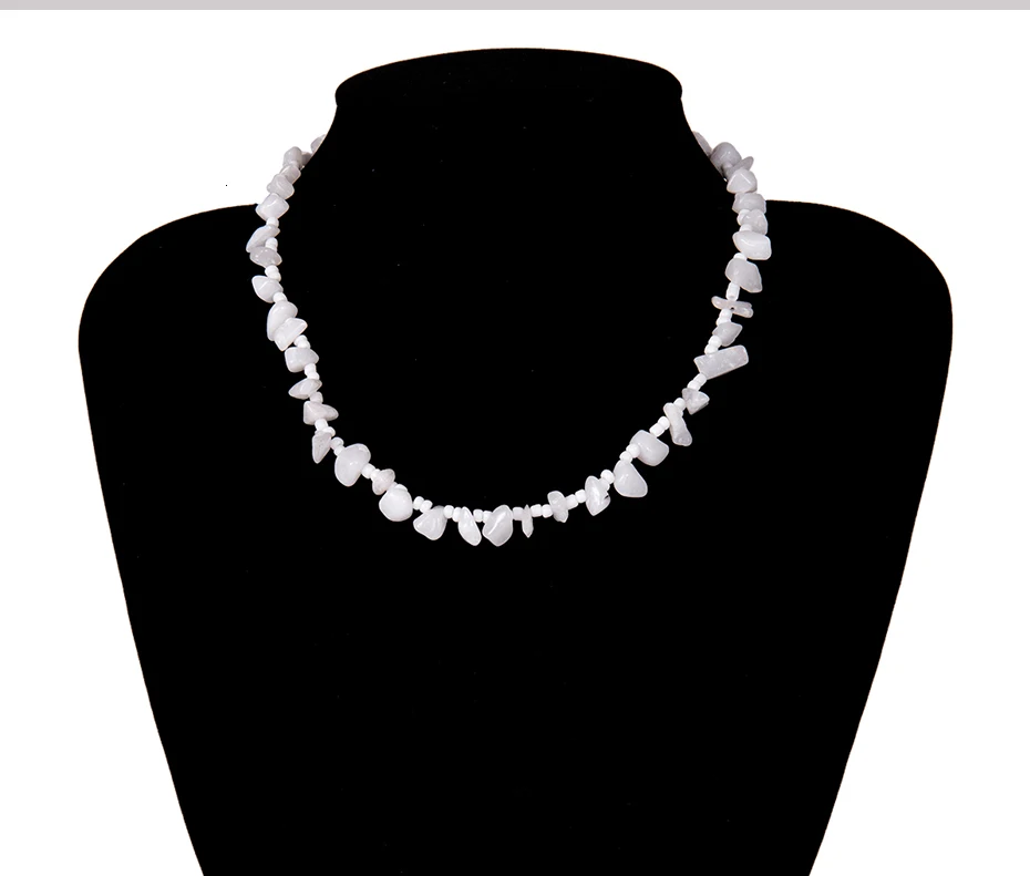 SHIXIN элегантное белое ожерелье из натурального камня корейское ожерелье с нестандартными каменными бусинами для женщин короткое колье ожерелье с воротником