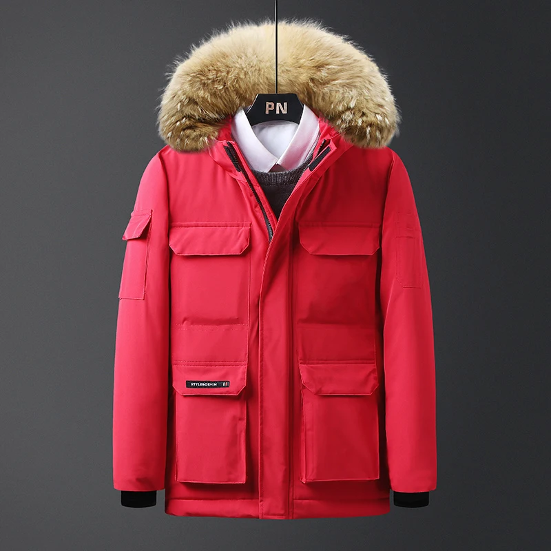 HCXY, зимняя куртка, мужские парки, Верхняя теплая Повседневная парка на молнии, мужские пальто, модная Толстая Мужская парка, куртки с меховым капюшоном, Veste Homme