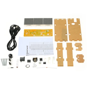 

High Accuracy Digital Dot Matrix LED Alarm Clock DIY Kit with Transparent Case Temperature Date Time Display