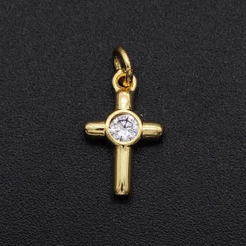 

5pcs/lot 12x8mm 100% CZ Zircon DIY Jewelry Tiny Cross Charm Pendant Wholesale Bracelet Making Charm Jewellwery Finding Supplies