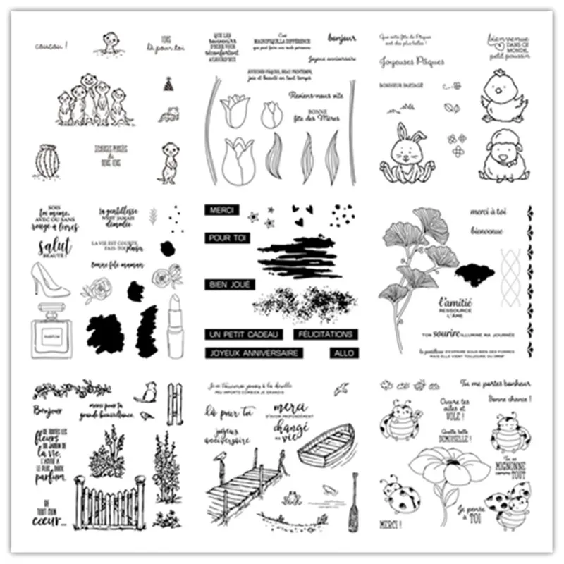 

French Clear Stamp and Metal Cutting Dies for Scrapbooking Clear Stamps and Die Sets DIY Card Making Crafts Stencil Dies 2020