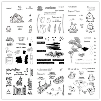 

French Clear Stamp and Metal Cutting Dies for Scrapbooking Clear Stamps and Die Sets DIY Card Making Crafts Stencil Dies 2020