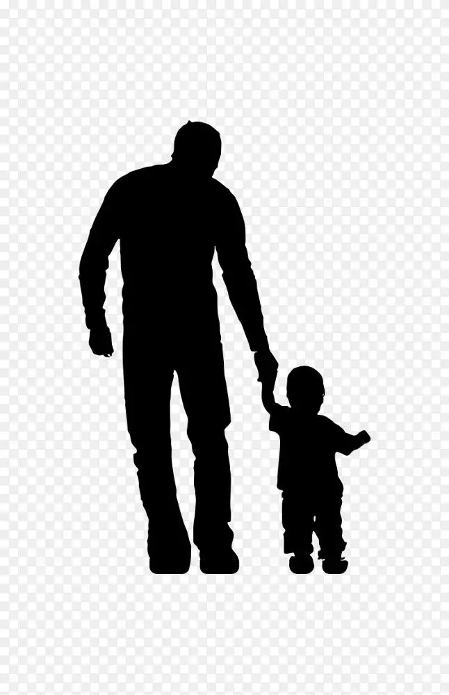 父亲剪影画儿童剪贴画-父亲剪影