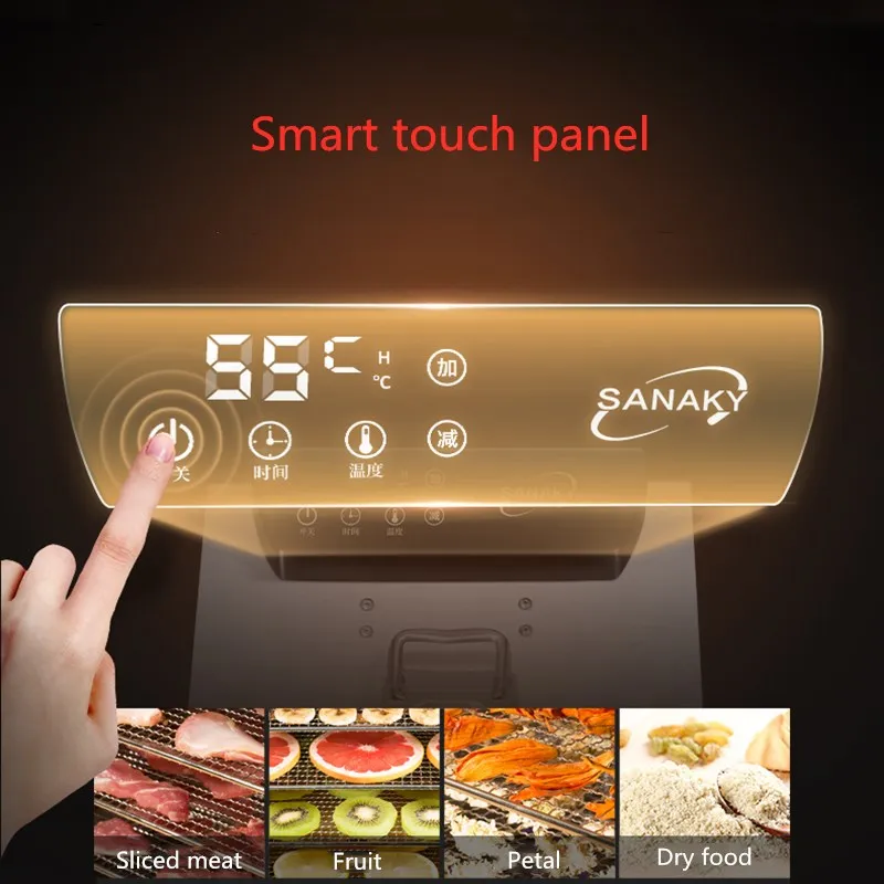 Food Dehydration Dryer Dehydrator Dried Fruit Machine Fruit Dryer 6-layer Large Capacity Touch Timing Automatic Power-off