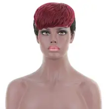 Красота 10 ''короткие волнистые Бордовые Черные коричневые темные корни синтетические парики с челкой для женщин Косплей вечерние на каждый день макияж