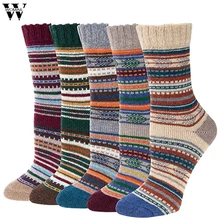 Womail Sock Ladies autumn and winter thick national style retro tube cotton socks Polyester Thick Geometric