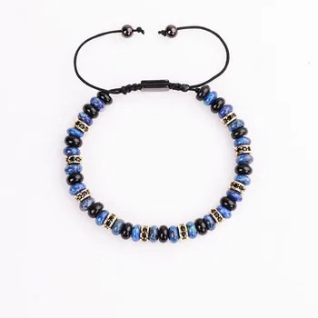 New Unique Design Natural Stone CZ Spacers Handcraft Beaded Adjustable Bracelet Men Women