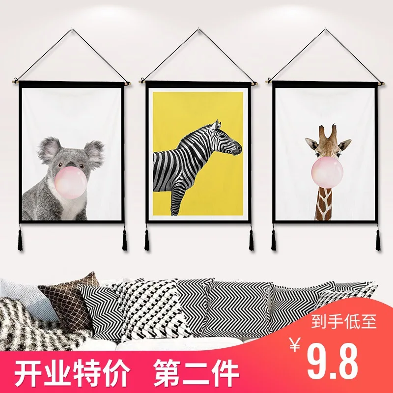 

Simple Animal Pattern Hanging Cloth Tapestry Background Cloth INS Fabric Wall Cloth Online Celebrity Hanging Painting Tapestry E
