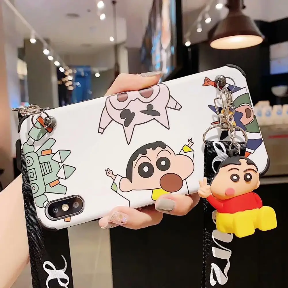 Case For iPhone 6 6S 7 8 Plus X XR XS 11 Pro Max Cute Cartoon Coque Phone Accessories Fundas with Lanyard Stand Holder |