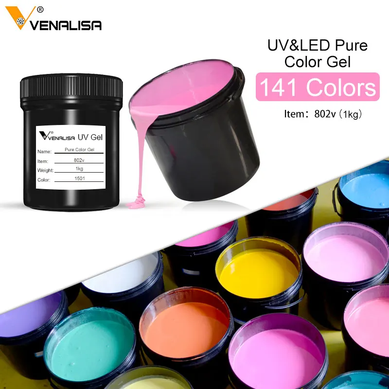 

1kg venalisa gel paint uv color pure color gel polish glitter nail gel color painting gel 1000g bottle