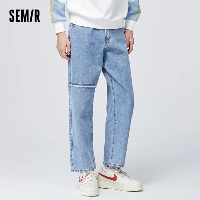 

Джинсы SEMIR мужские свободные, прямые штаны, Модные узкие, Брендовые брюки из джинсовой ткани, весна 2021