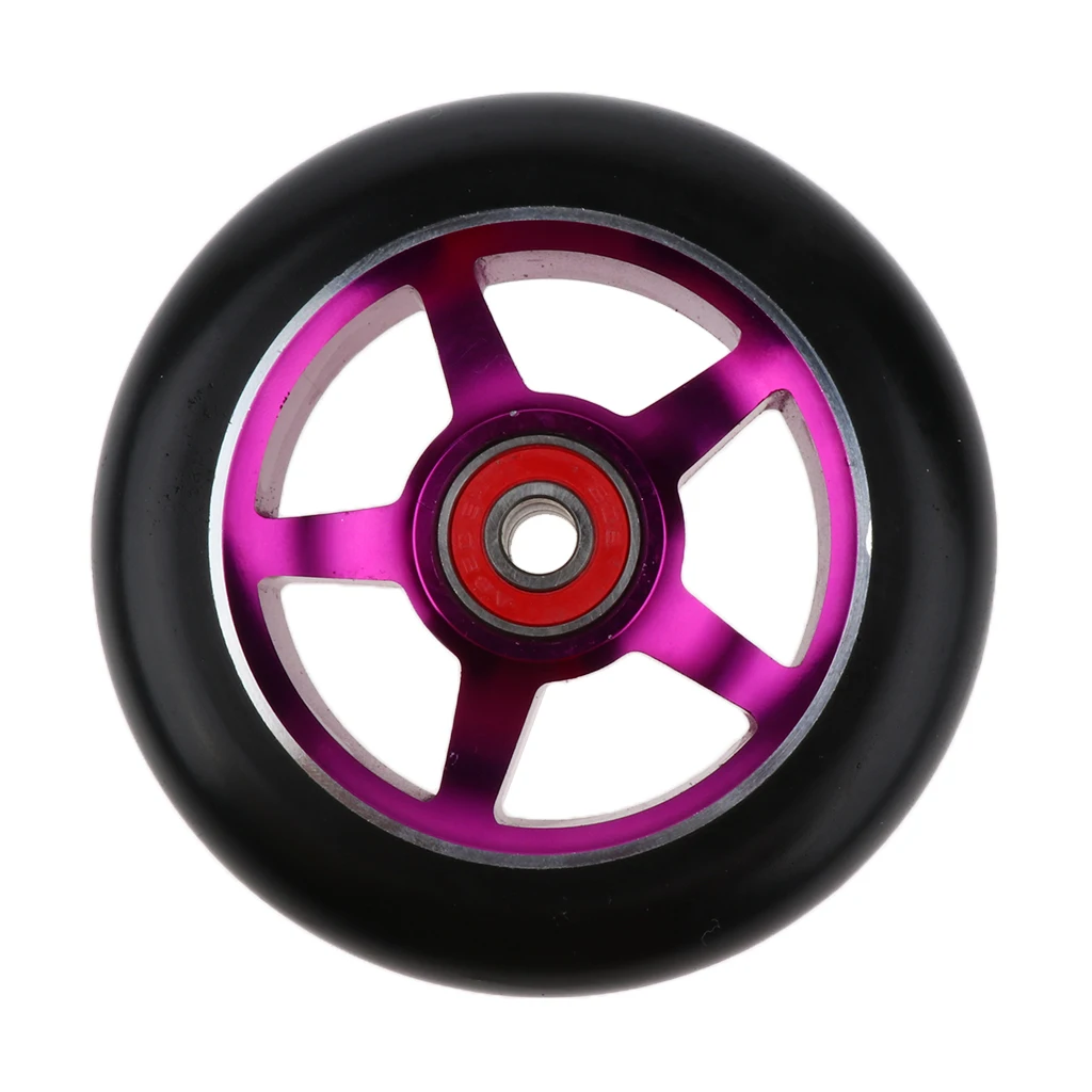 Complete 2pcs Aluminum Alloy 100mm Pro Stunt Scooter Wheels with Bearing Kick Scooters