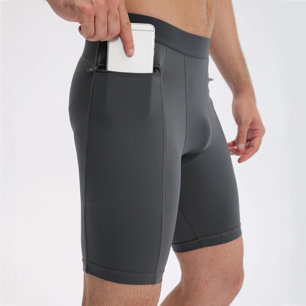Mens Compression Shorts Pocket Tights Sport Man Running Shorts Workout  Pants Slim Fit Mens Short Workout Zipper Pocket