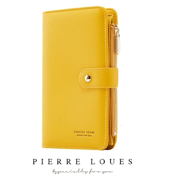 

YIZHONG Leather Touch Screen Phone Pocket Women Wallets Forever Young Card Holder Wallet Long Zipper Purse Clutch Purses Bolsa
