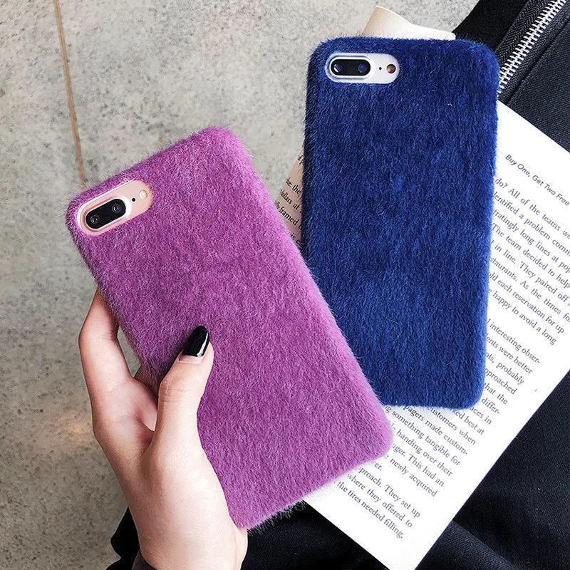 

Winter Cute Plush Warm Phone Case for huawei P30 P20 Mate 20 honor 9X 9 8X 20 Nova 5 pro 4 3 3i Soft Horse hair Fluff wool cover
