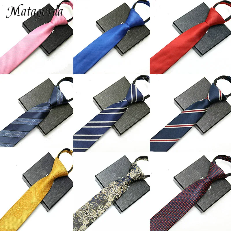 

48*6 Cm Men's Tie Business Formal Dress Wear Stripe Solid Colors Zipper Necktie Wholesale Gifts for Men Slim Skinny Tie