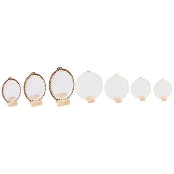 

3Pcs Lace Embroidered Shed Bamboo Earrings Stand & 4Pcs Ferris Wheel Shaped Thin Lace Suspension Earrings Storage Stand
