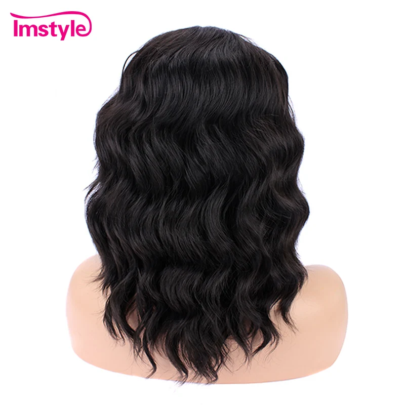 Imstyle черный парик короткий Боб синтетические кружевные передние парики для