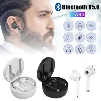

TW40 TWS Wireless Bluetooth 5.0 Earphones Super Bass 6D 3D HiFi Stereo Headset Handsfree Call Sport Dual Earbuds Built-in HD Mic