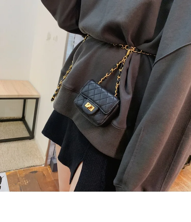 

Mini Bags Women Fashion 2020 New Luxury Designer Chains Soft Small Simple Flaps PU Leather Waist Packs Shoulder Crossbady Bag