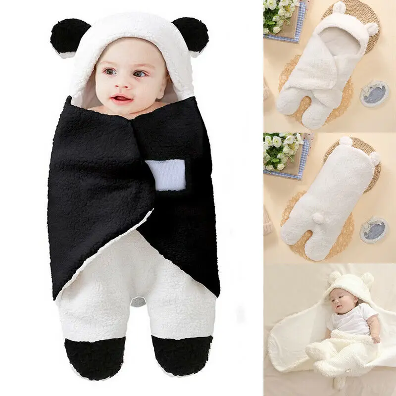 Couverture pour emmailloter bébé dessin animé | Mignon, couverture pour nouveau-né infantile, molleton, hiver chaud joli Teddy Bear, sac de couchage avec oreille