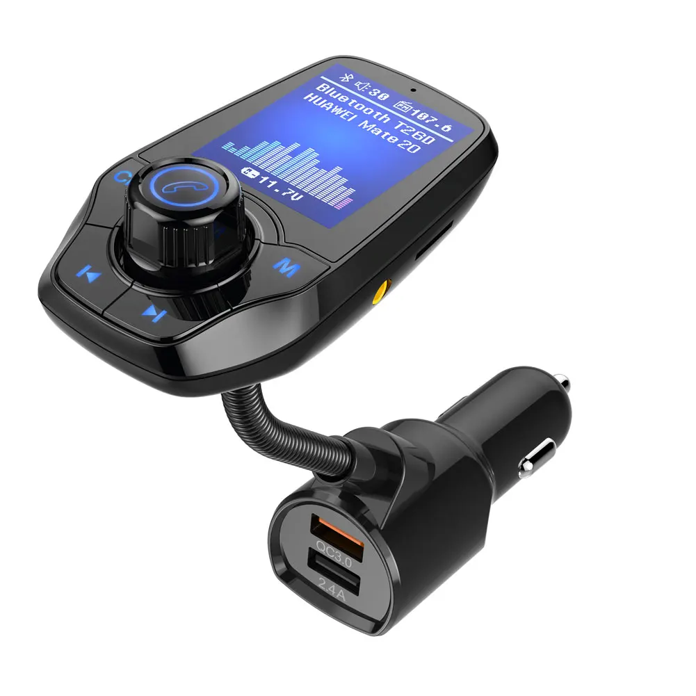 T26 Car LCD Bluetooth MP3 Player FM Transmitter Hands-free QC3.0 USB Charger