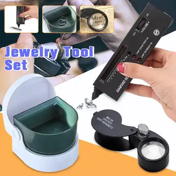 

Jewelry Tools Diamond Selector LED Moissanite Tester High Accuracy Detector Pen Handheld Jewelers Loupe PU Bag