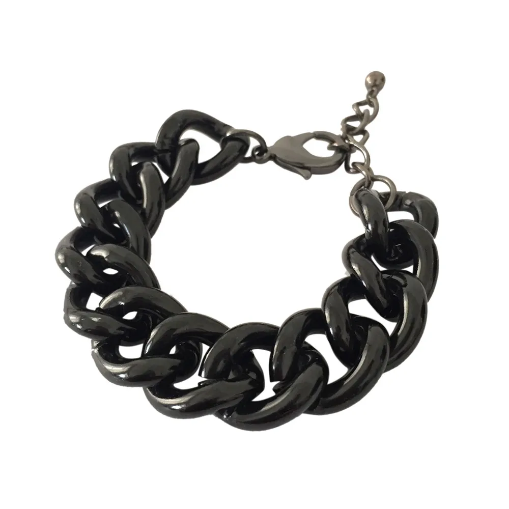 Панк черный гематит цвет большая цепочка браслет для женщин Девушка мужчина Винтаж хип-хоп стиль Модные ювелирные изделия массивные