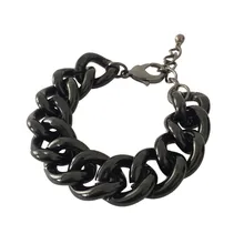 Панк черный гематит цвет большая цепочка браслет для женщин Девушка мужчина Винтаж хип-хоп стиль Модные ювелирные изделия массивные