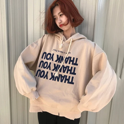 ShanH 1368 xin Harajuku толстовки с капюшоном и буквенным принтом, Зимние Повседневные флисовые толстовки с капюшоном большого размера, женское плотное пальто, студенческие пуловеры с длинным рукавом - Цвет: ShanH 1368 xin